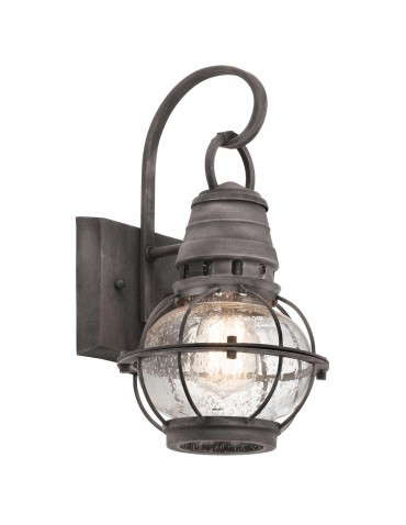 Elstead Lighting Mała latarnia naścienna Bridge Point - 1 źródło światła - Postarzany cynk IP44 KL-BRIDGEPOINT-S