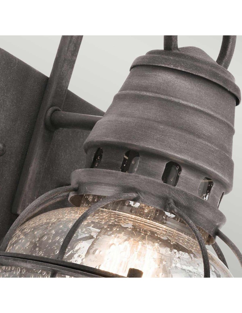 Elstead Lighting Mała latarnia naścienna Bridge Point - 1 źródło światła - Postarzany cynk IP44 KL-BRIDGEPOINT-S