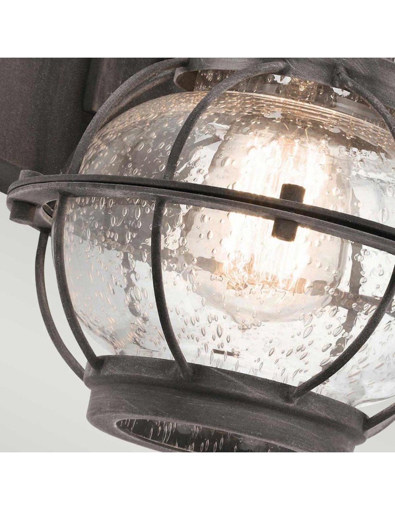 Elstead Lighting Mała latarnia naścienna Bridge Point - 1 źródło światła - Postarzany cynk IP44 KL-BRIDGEPOINT-S