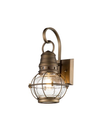 Elstead Lighting Small Bridge Point wall lantern - 1 light source - Natural brass IP44 KL-BRIDGEPOINT-S-NBR