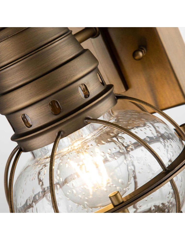 Elstead Lighting Mała latarnia naścienna Bridge Point - 1 źródło światła - Naturalny mosiądz IP44 KL-BRIDGEPOINT-S-NBR