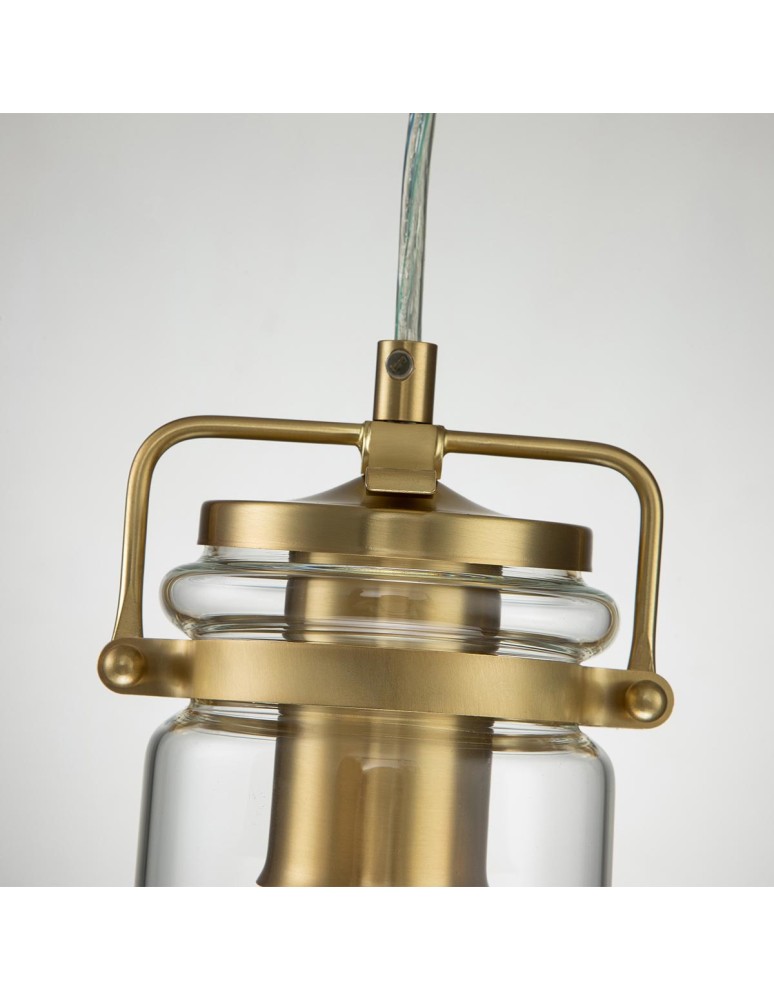 Elstead Lighting Mała lampa wisząca Brinley - 1 źródło światła - Szczotkowany mosiądz KL-BRINLEY-MP-BB Elstead Lighting Mała lampa wisząca Brinley - 1 źródło światła - Szczotkowany mosiądz KL-BRINLEY-MP-BB