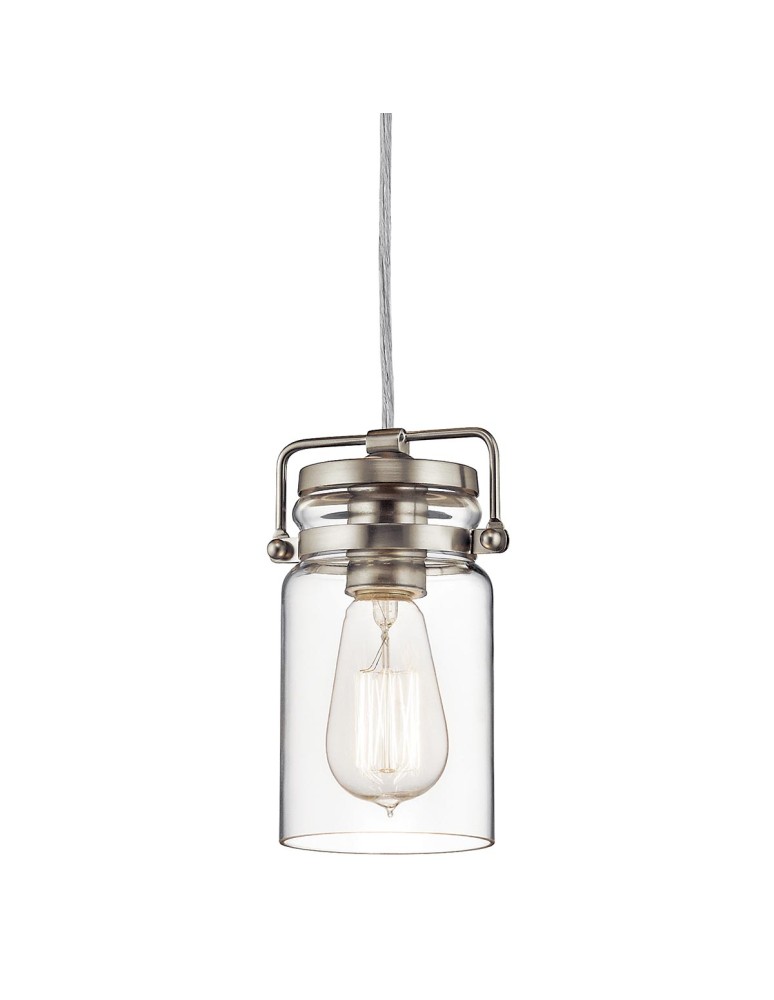 Pendant lamps - Elstead Lighting Brinley small pendant lamp - 1 light source - Brushed nickel KL-BRINLEY-MP-NI - product kolory-swiatla.pl 2