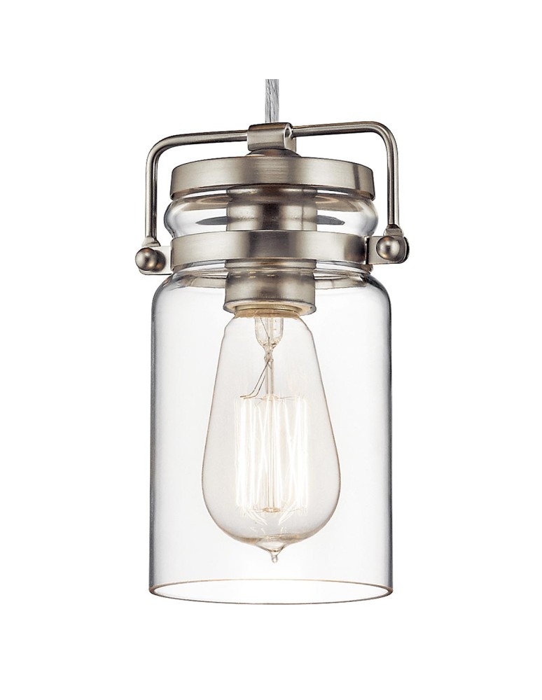 Elstead Lighting Mała lampa wisząca Brinley - 1 źródło światła - Szczotkowany nikiel KL-BRINLEY-MP-NI Elstead Lighting Mała lampa wisząca Brinley - 1 źródło światła - Szczotkowany nikiel KL-BRINLEY-MP-NI