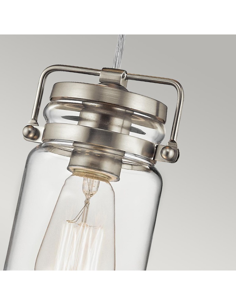 Elstead Lighting Mała lampa wisząca Brinley - 1 źródło światła - Szczotkowany nikiel KL-BRINLEY-MP-NI Elstead Lighting Mała lampa wisząca Brinley - 1 źródło światła - Szczotkowany nikiel KL-BRINLEY-MP-NI