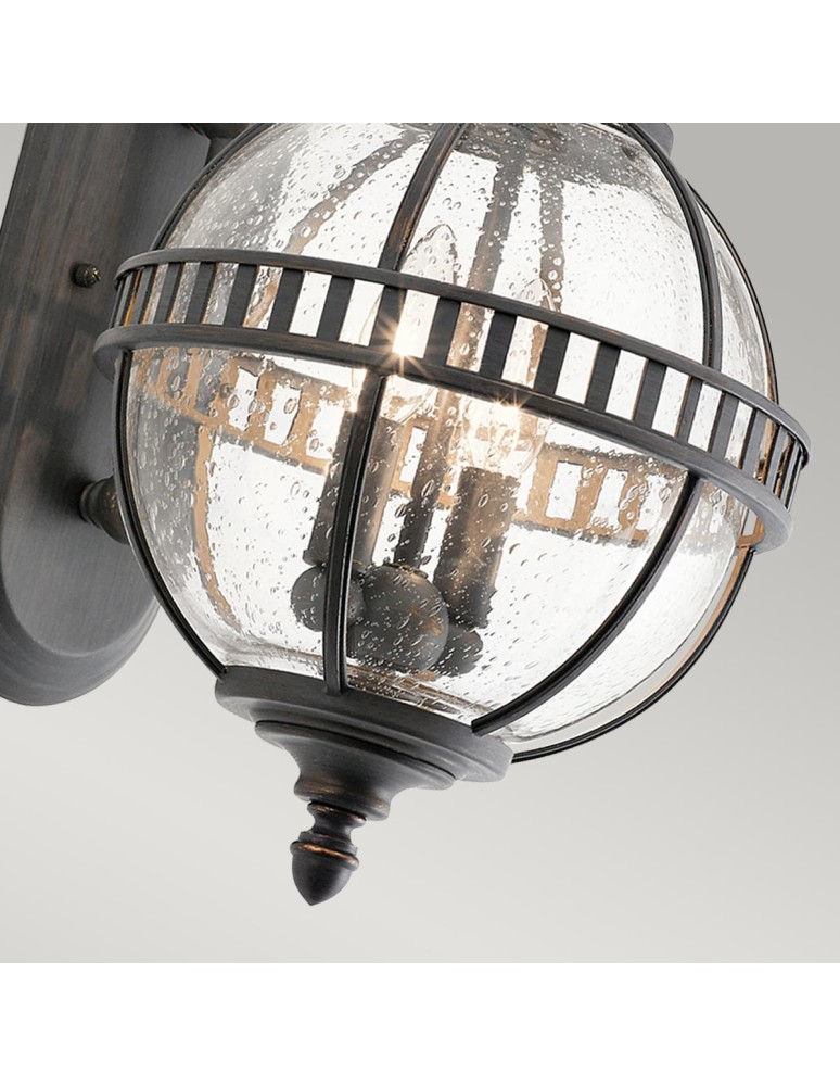 Elstead Lighting Mała latarnia naścienna Halleron - 2 źródła światła - Szaro-brązowa IP44 KL-HALLERON-2S