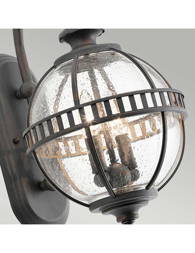 Elstead Lighting Mała latarnia naścienna Halleron - 2 źródła światła - Szaro-brązowa IP44 KL-HALLERON-2S