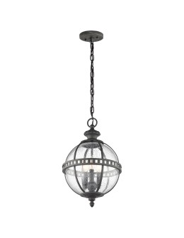 Elstead Lighting Latarnia wisząca Halleron - 3 źródła światła - Szaro-brązowa IP44 KL-HALLERON-8M