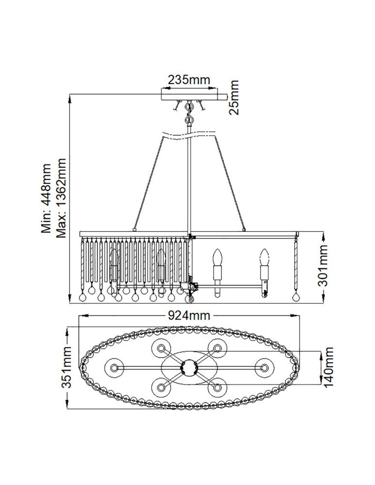 Elstead Lighting Lampa wisząca Piper - 6 źródeł światła - Kawowa KL-PIPER-ISLE