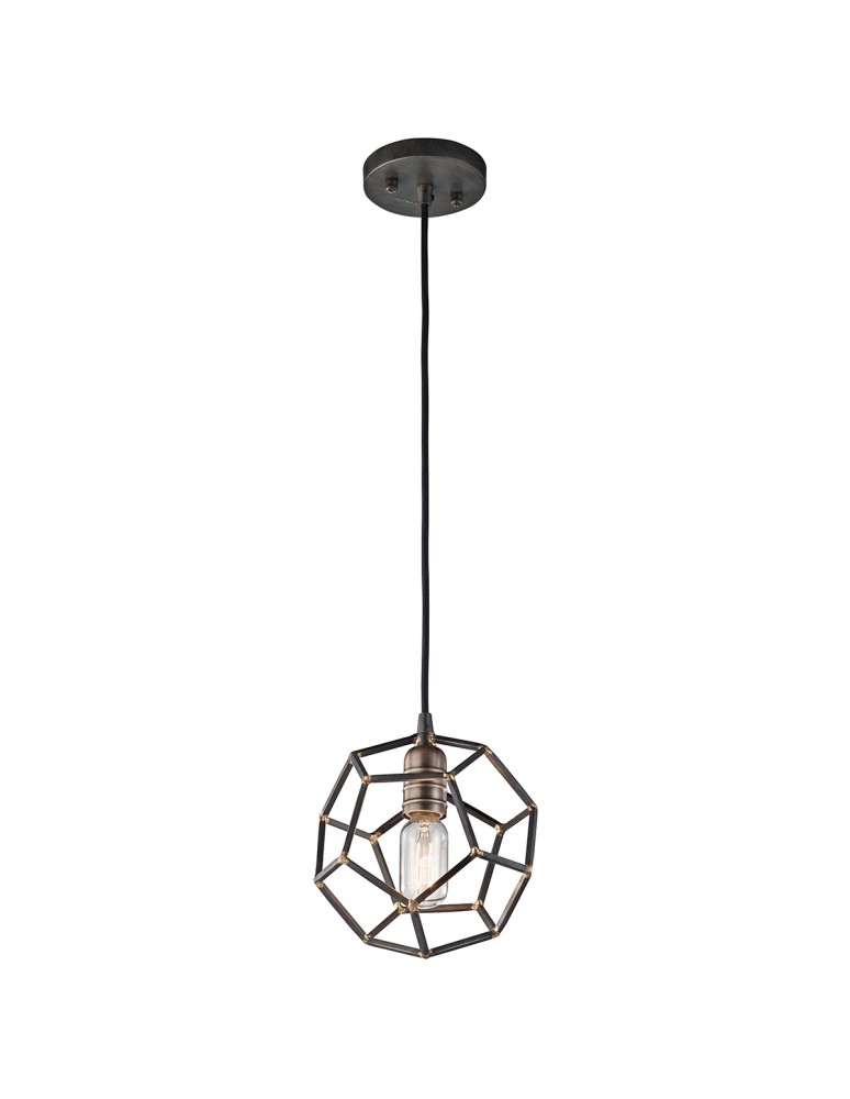 Pendant lamps - Elstead Lighting Rocklyn small pendant lamp - 1 light source - Raw steel KL-ROCKLYN-MP-RS - product kolory-swiatla.pl 1