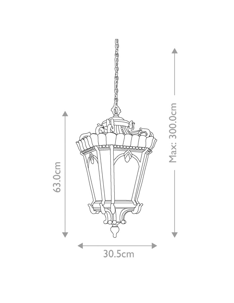 Outdoor pendant lamps - Elstead Lighting Extra-large Tournai pendant lantern - 3 light sources IP44 KL-TOURNAI8-XL - product kolory-swiatla.pl 4
