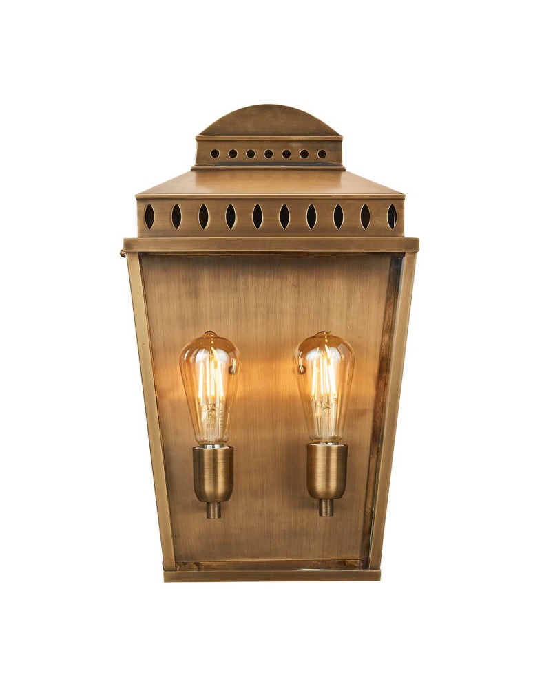Elstead Lighting Duża latarnia naścienna Mansion House - 2 źródła światła - Postarzany mosiądz IP44 MANSION-HOUSE-L-BR