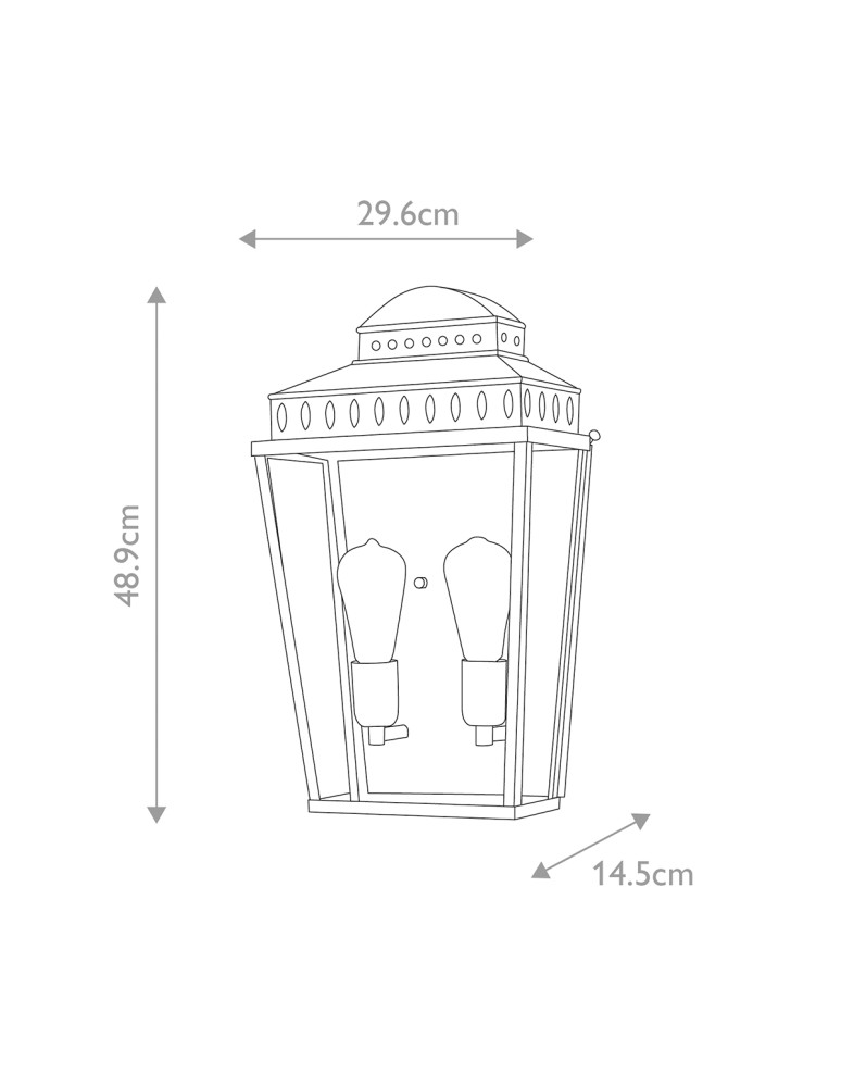Elstead Lighting Duża latarnia naścienna Mansion House - 2 źródła światła - Postarzany mosiądz IP44 MANSION-HOUSE-L-BR