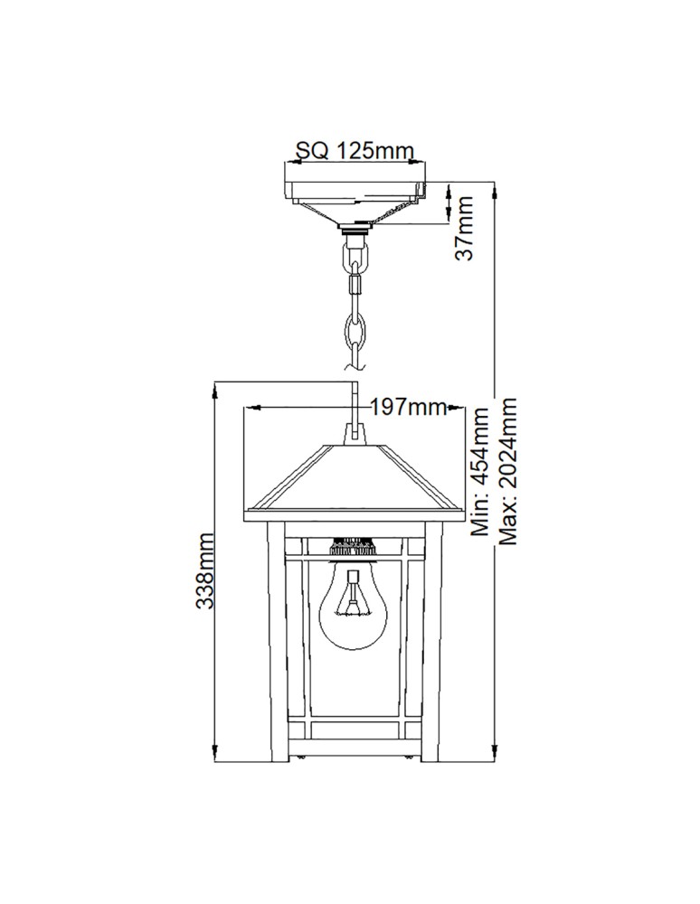 Outdoor pendant lamps - Elstead Lighting Cedar Point medium pendant lantern - 1 light source IP44 QZ-CEDAR-POINT8-M-BK - product kolory-swiatla.pl 5