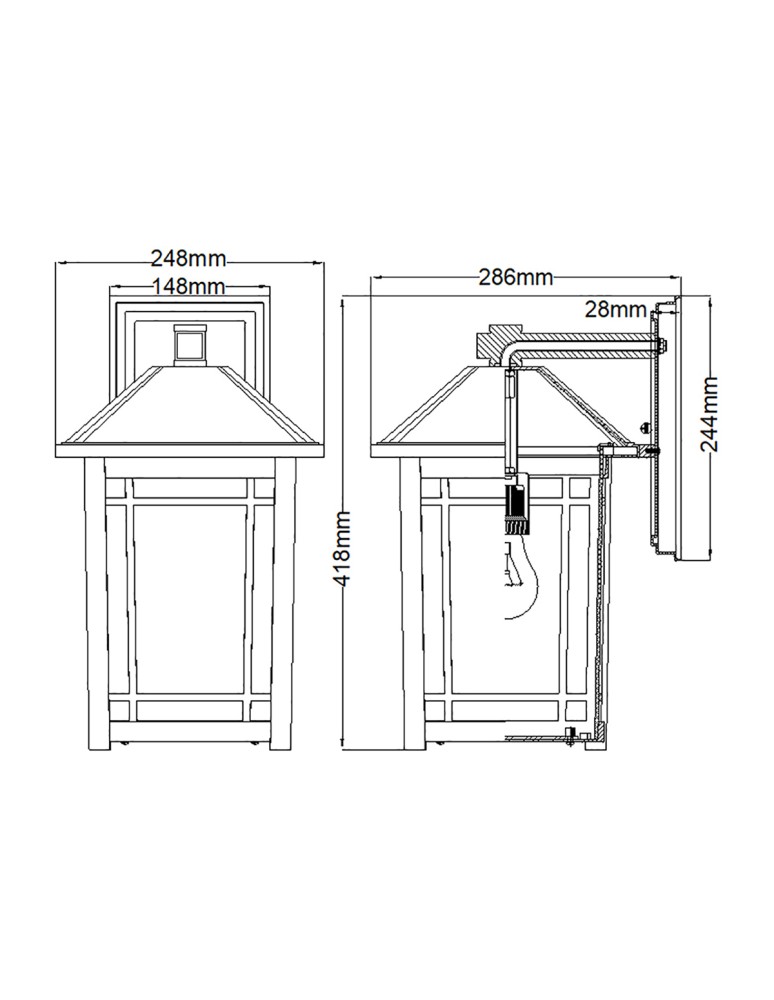 Outdoor wall lamps - Elstead Lighting Large Cedar Point wall lantern - 1 light source IP44 QZ-CEDAR-POINT-L-BK - product kolory-swiatla.pl 5