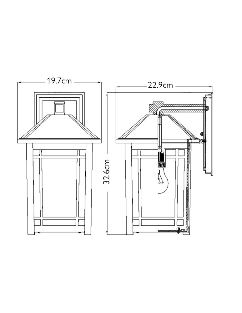 Outdoor wall lamps - Elstead Lighting Cedar Point medium wall lantern - 1 light source IP44 QZ-CEDAR-POINT-M-BK - product kolory-swiatla.pl 5