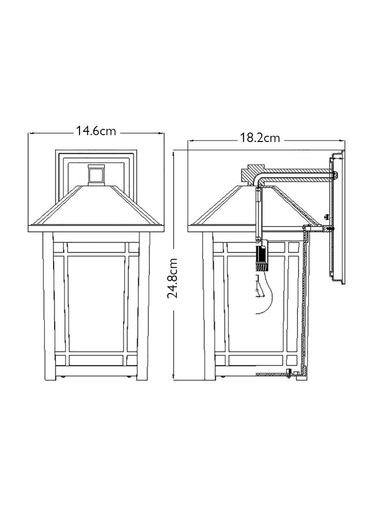Outdoor wall lamps - Elstead Lighting Cedar Point small wall lantern - 1 light source IP44 QZ-CEDAR-POINT-S-BK - product kolory-swiatla.pl 5
