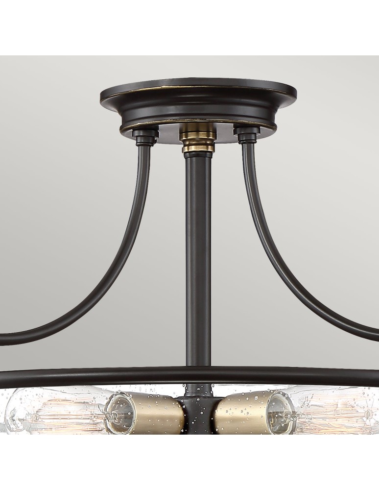 Elstead Lighting Półplafon Griffin - 3 źródła światła - Brąz palladiański / Postarzany mosiądz QZ-GRIFFIN-SFM-C-PNAB