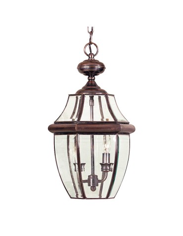 Elstead Lighting Large Newbury pendant lantern - 2 light sources - Lacquered aged copper IP23 QZ-NEWBURY8-L-AC