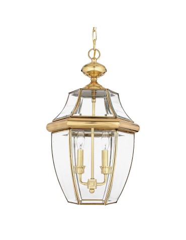 Elstead Lighting Large Newbury pendant lantern - 2 light sources - Lacquered polished brass IP23 QZ-NEWBURY8-L-PB
