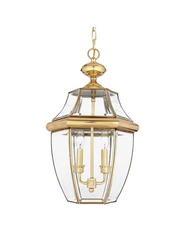Outdoor pendant lamps - Elstead Lighting Large Newbury pendant lantern - 2 light sources - Lacquered polished brass IP23 QZ-NEWBURY8-L-PB - product kolory-swiatla.pl 1