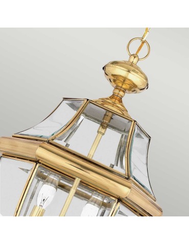 Elstead Lighting Large Newbury pendant lantern - 2 light sources - Lacquered polished brass IP23 QZ-NEWBURY8-L-PB - product 2