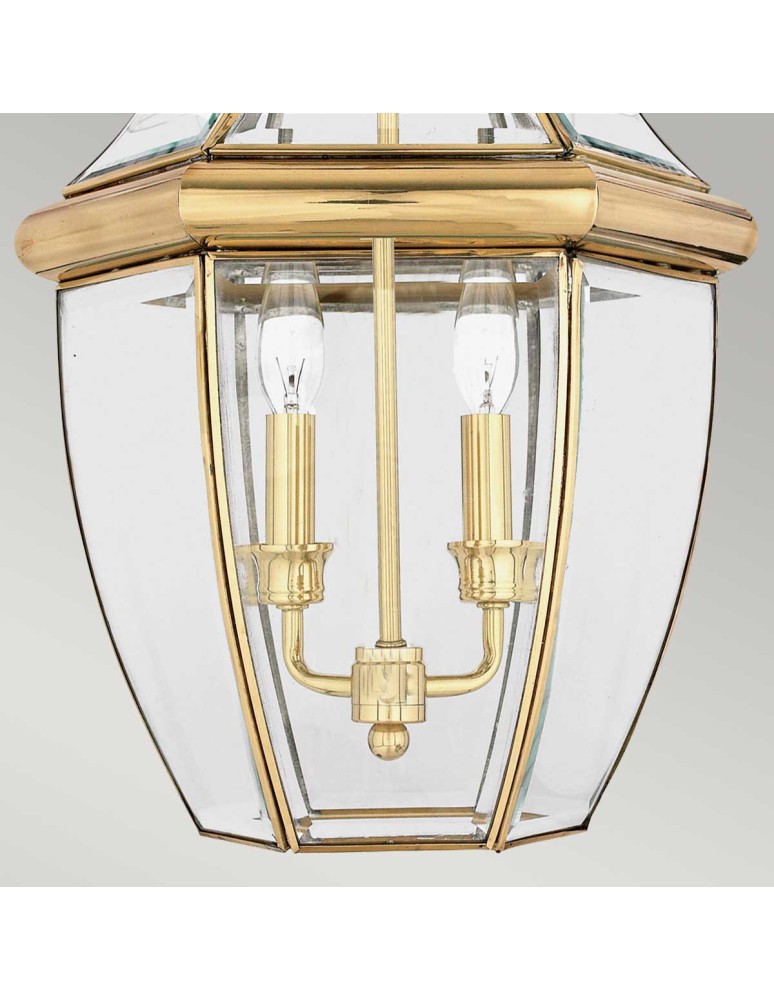 Outdoor pendant lamps - Elstead Lighting Large Newbury pendant lantern - 2 light sources - Lacquered polished brass IP23 QZ-NEWBURY8-L-PB - product kolory-swiatla.pl 4