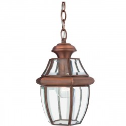 Elstead Lighting Średnia latarnia wisząca Newbury - 1 źródło światła - Lakierowana postarzana miedź IP23 QZ-NEWBURY8-M-A