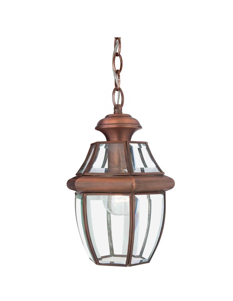 Outdoor pendant lamps - Elstead Lighting Newbury medium pendant lantern - 1 light source - Lacquered aged copper IP23 QZ-NEWBURY8-M-A - product kolory-swiatla.pl 1