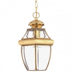 Elstead Lighting Średnia latarnia wisząca Newbury - 1 źródło światła - Lakierowany polerowany mosiądz IP23 QZ-NEWBURY8-M