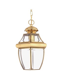 Elstead Lighting Średnia latarnia wisząca Newbury - 1 źródło światła - Lakierowany polerowany mosiądz IP23 QZ-NEWBURY8-M