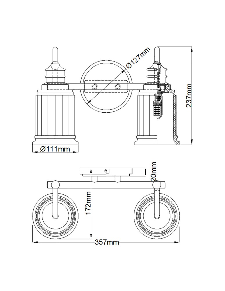 Elstead Lighting Kinkiet Swell - 2 źródła światła - Polerowany chrom IP44 QZ-SWELL2-PC-BATH