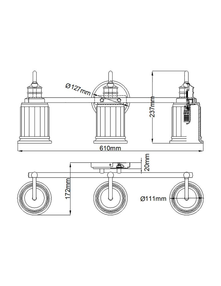 Bathroom wall lamps - Elstead Lighting Swell wall lamp - 3 light sources - Brushed brass IP44 QZ-SWELL3-BB-BATH - product kolory-swiatla.pl 6