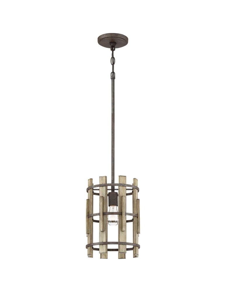 Pendant lamps - Elstead Lighting Wood Hollow small pendant lamp - 1 light source QZ-WOOD-HOLLOW-MP - product kolory-swiatla.pl 1
