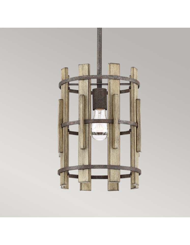 Elstead Lighting Mała lampa wisząca Wood Hollow - 1 źródło światła QZ-WOOD-HOLLOW-MP