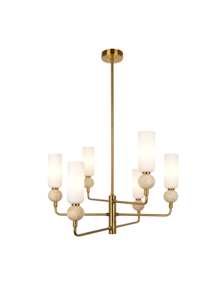 6 point chandelier - ITALUX Santos Pendant Chandelier G9 40W Brass PND-95331-6-BRSS - product kolory-swiatla.pl 1