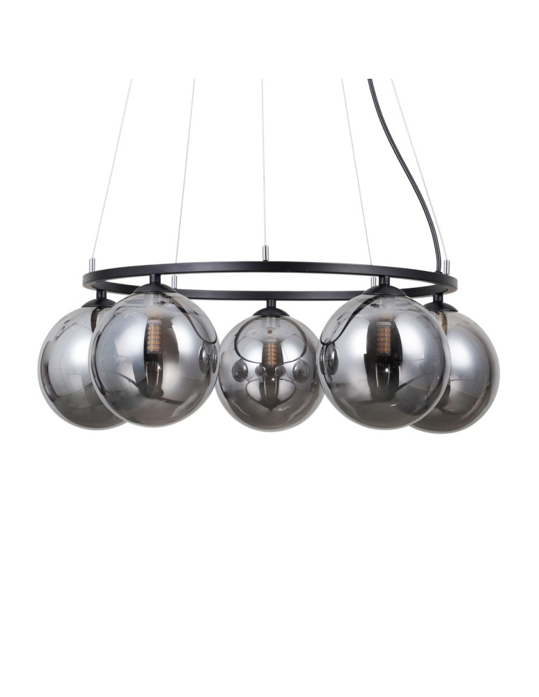 Pendant lamps spheres - ITALUX Molite Pendant 5xG9 5W Matte Black PND-1098-5R-BK - product kolory-swiatla.pl 3