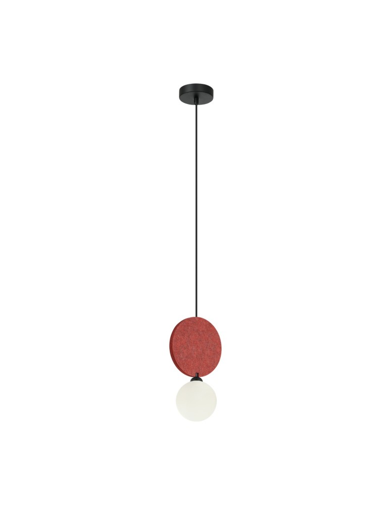 Single pendant lamps - ITALUX Andrea Pendant 1xG9 25W Black, red PND-59779-1M-RED - product kolory-swiatla.pl 3