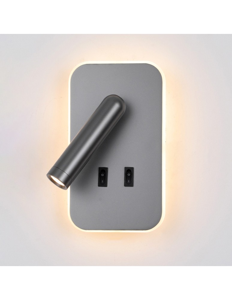 Reading wall lamps - ITALUX Doria Reading Wall Mount 2xLED 8W 3000K Grey WL-83957-1-GR - product kolory-swiatla.pl 2