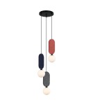 Triple pendant lamps - ITALUX Lorenzo Pendant 3xG9 25W Red, blue, grey PND-59815A-3-MLTI - product 1