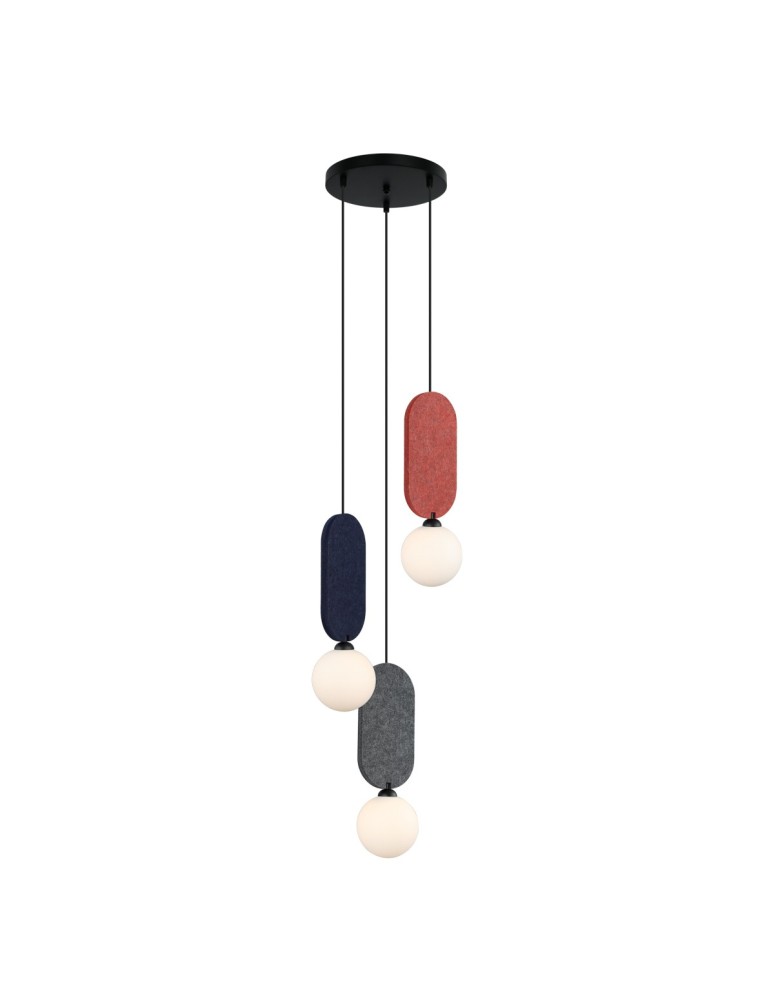 Triple pendant lamps - ITALUX Lorenzo Pendant 3xG9 25W Red, blue, grey PND-59815A-3-MLTI - product kolory-swiatla.pl 1