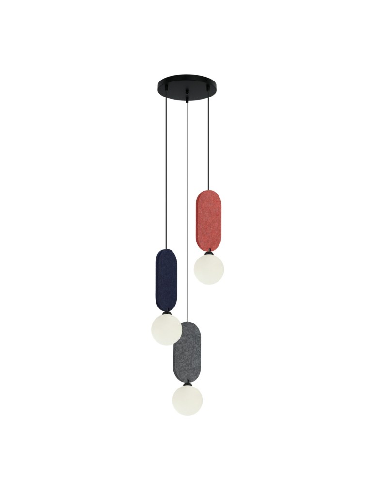Triple pendant lamps - ITALUX Lorenzo Pendant 3xG9 25W Red, blue, grey PND-59815A-3-MLTI - product kolory-swiatla.pl 3