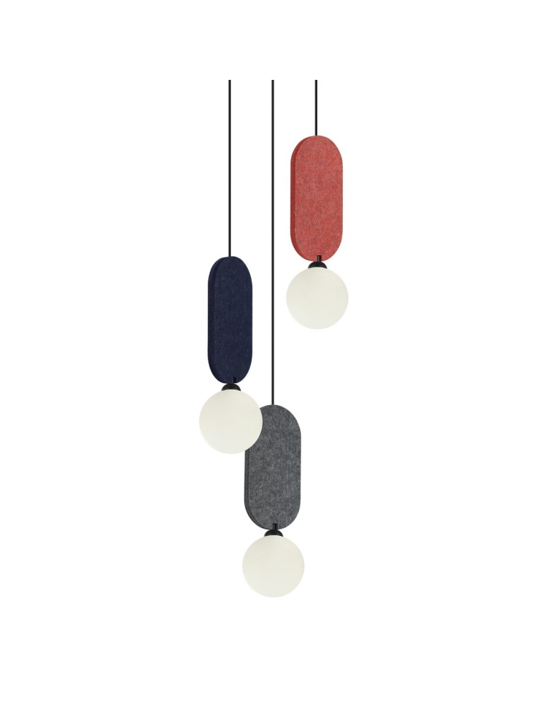 Triple pendant lamps - ITALUX Lorenzo Pendant 3xG9 25W Red, blue, grey PND-59815A-3-MLTI - product kolory-swiatla.pl 2