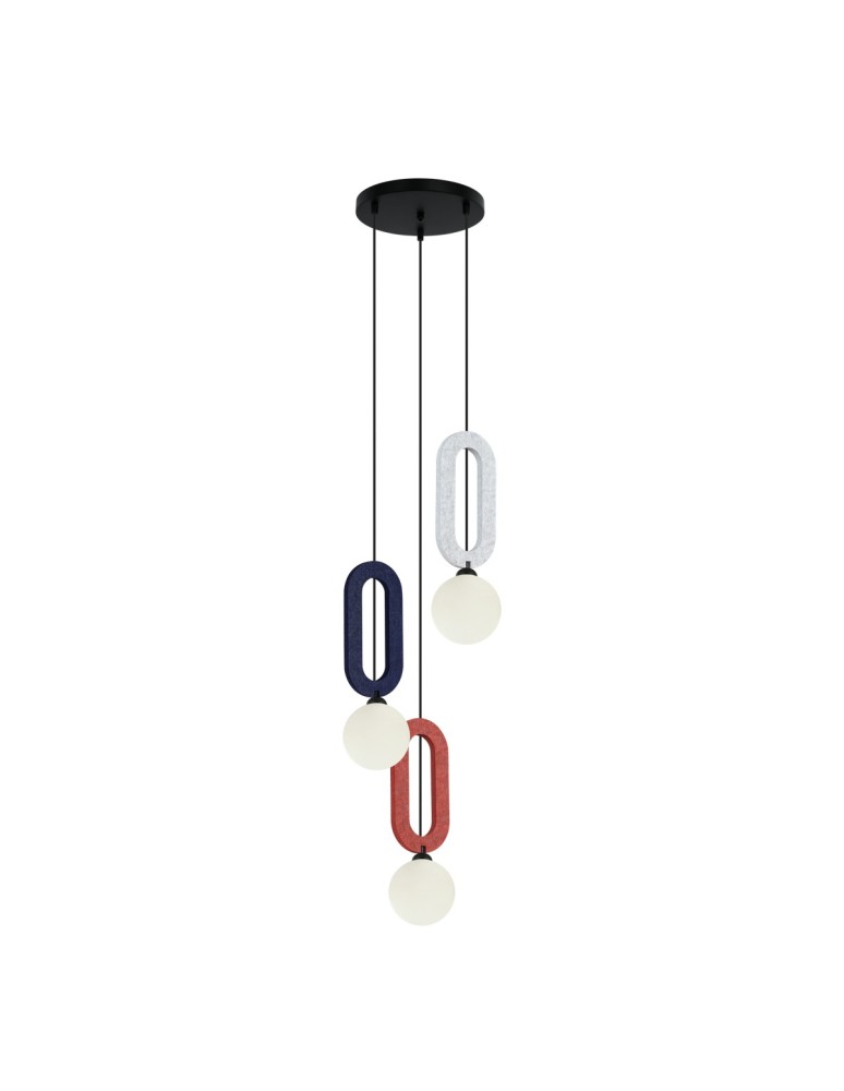 Triple pendant lamps - ITALUX Masso Pendant 3xG9 25W Gray, blue, red PND-59839-3-MLTI - product kolory-swiatla.pl 3