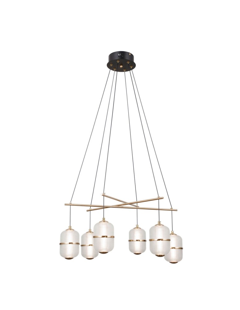 LED pendant lamps - ITALUX Alani Pendant 6xLED 32W 3000K matte black, gold PND-34375-6-BK - product kolory-swiatla.pl 1