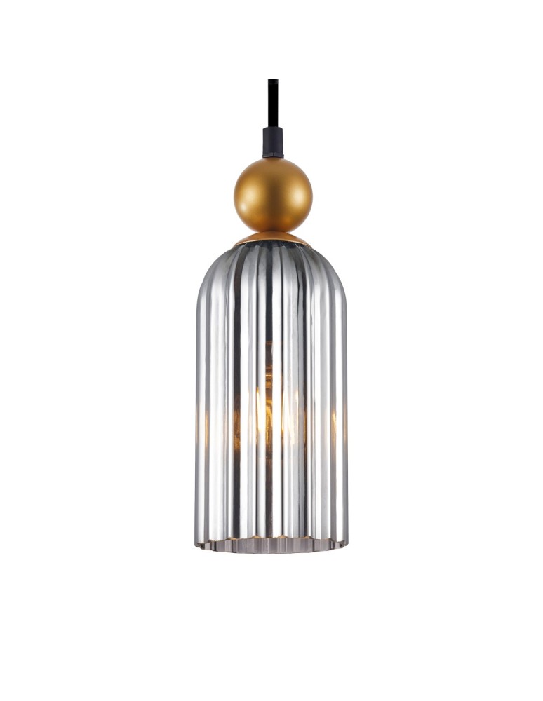 Single pendant lamps - ITALUX Narisa Pendant 1xE27 40W Gold, Smoky PND-74839-1-GD-SG - product kolory-swiatla.pl 2