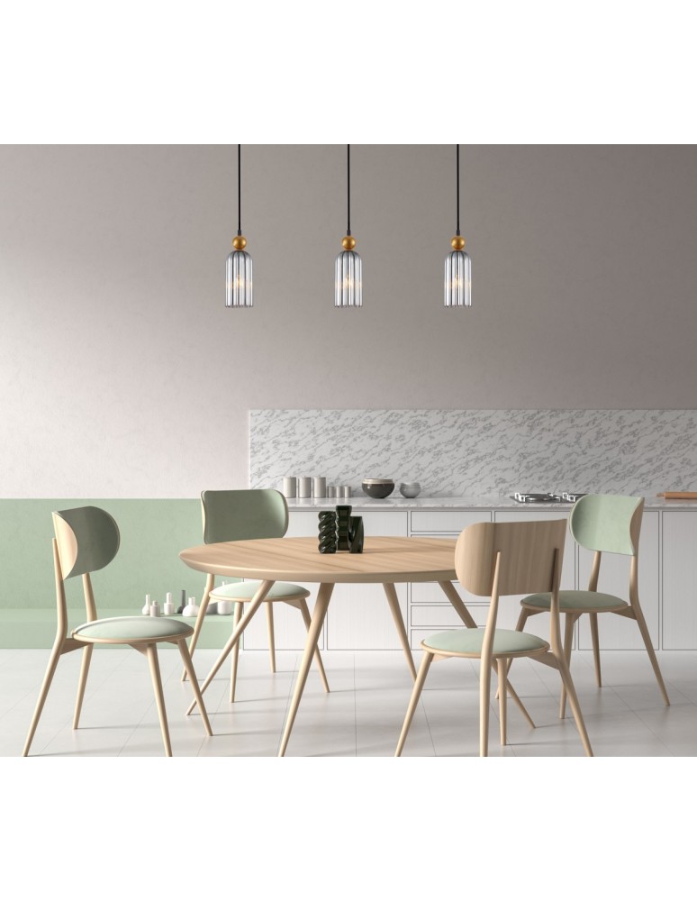 Single pendant lamps - ITALUX Narisa Pendant 1xE27 40W Gold, Smoky PND-74839-1-GD-SG - product kolory-swiatla.pl 3