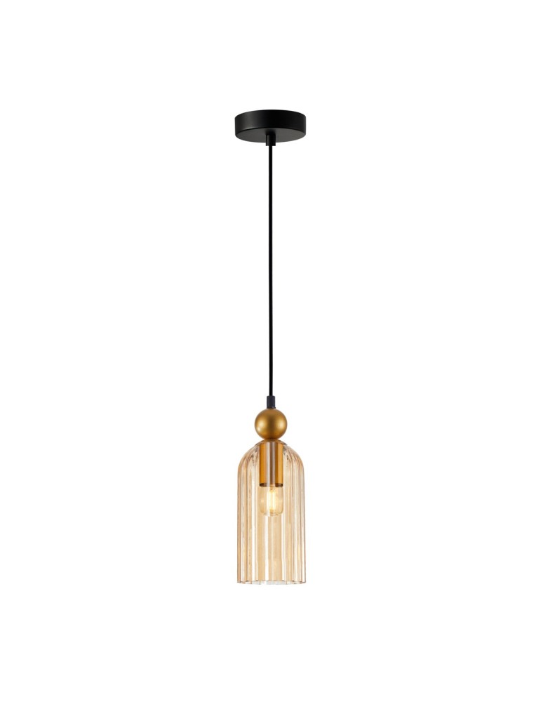Single pendant lamps - ITALUX Narisa Pendant 1xE27 40W Gold, Amber PND-74839-1-GD-AMB - product kolory-swiatla.pl 1
