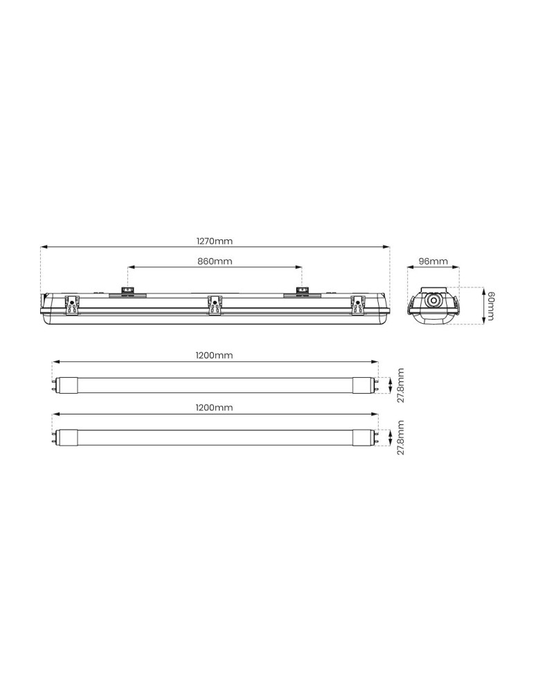 Lighting beams - Eko-Light Set Hermetic luminaire 2x120cm + Reflector + 2x18W 4000K EKH9835 - product kolory-swiatla.pl 5