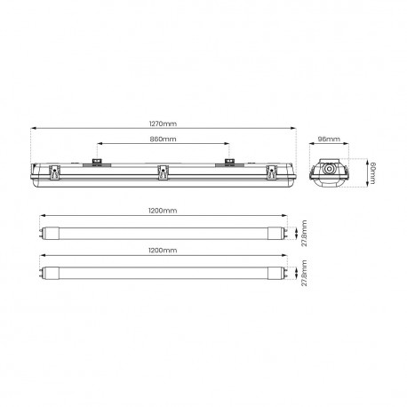 Eko-Light Zestaw Oprawa Hermetyczna 2x120cm + Odbłyśnik + 2x18W 4000K EKH9835